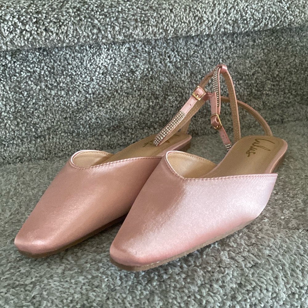 Silky baby pink sparkly flats!